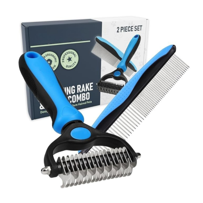 Extra Wide Double Sided Shedding And Dematting Rake For Pet