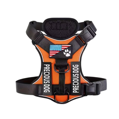 Adjustable Reflective Service Dog Harness With Training Patch Set