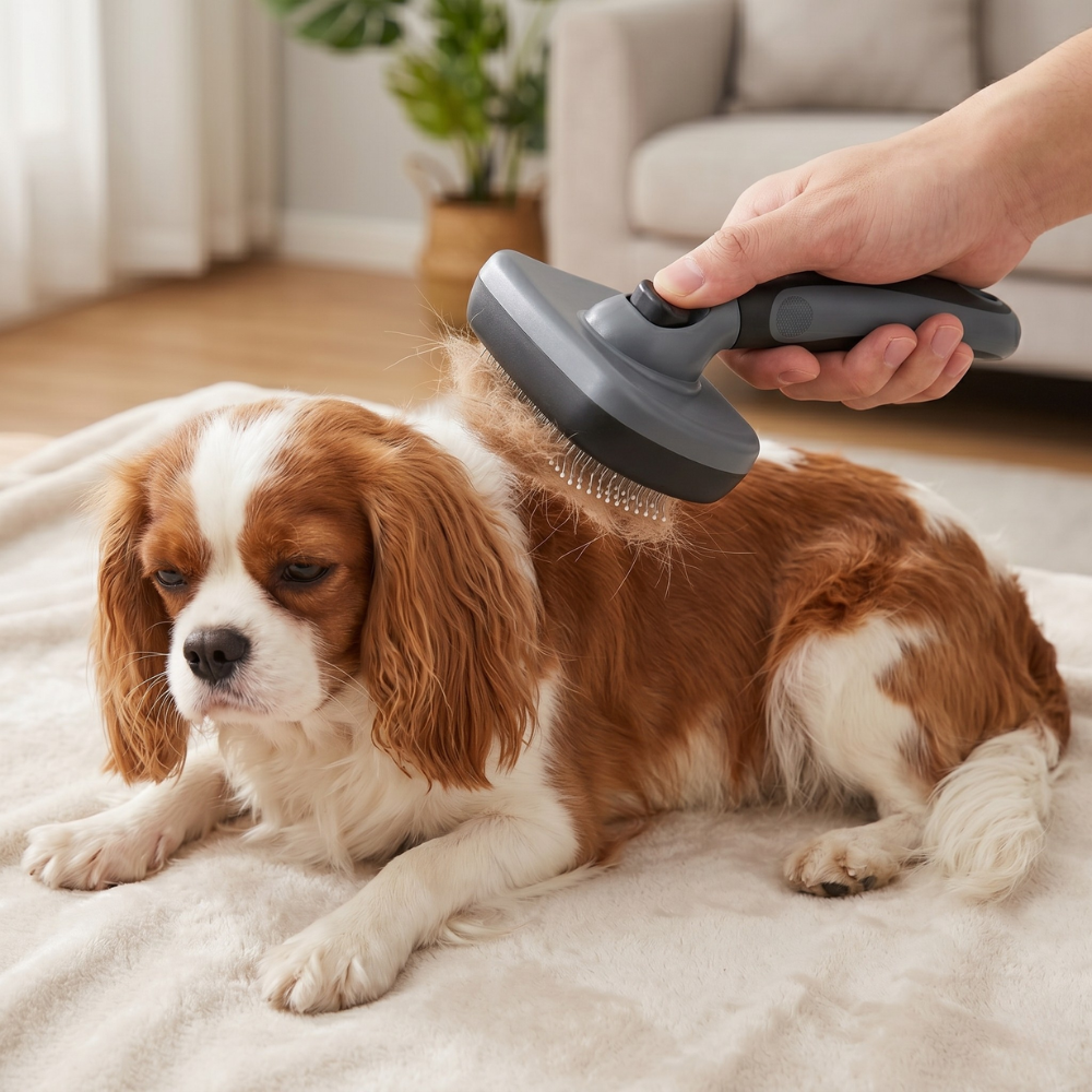 Self Cleaning Slicker Brush For Pet Shedding And Fur Removal