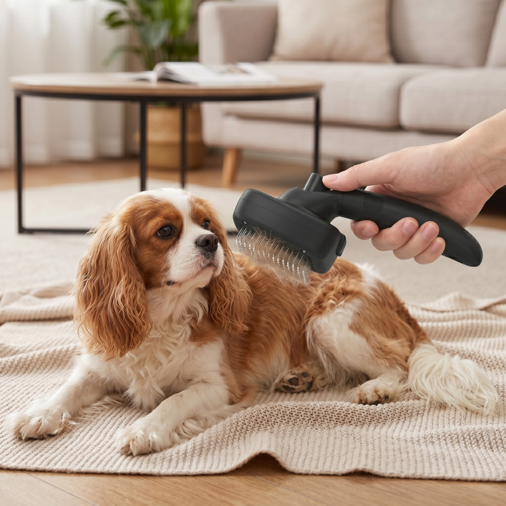 Self Cleaning Slicker Brush For Pet Shedding And Fur Removal