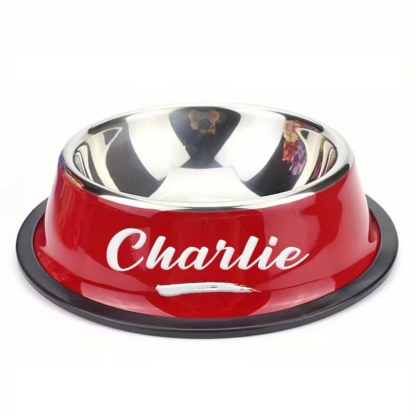 Personalized Stainless Steel Pet Bowl With Custom Name For Cats And Dogs