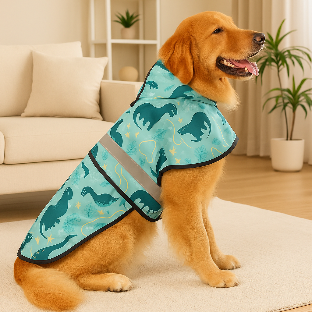 Reflective Adjustable Hooded Pet Rain Coat With Leash Hole