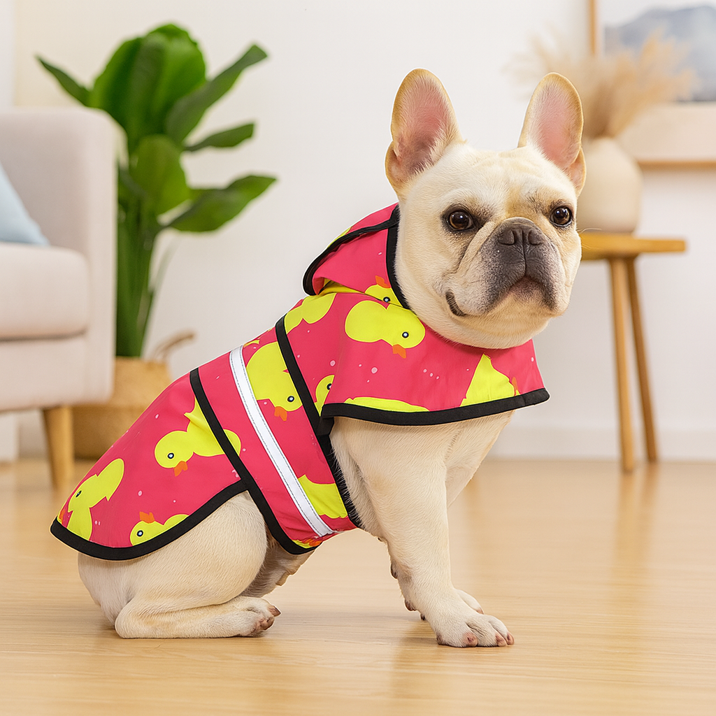 Reflective Adjustable Hooded Pet Rain Coat With Leash Hole