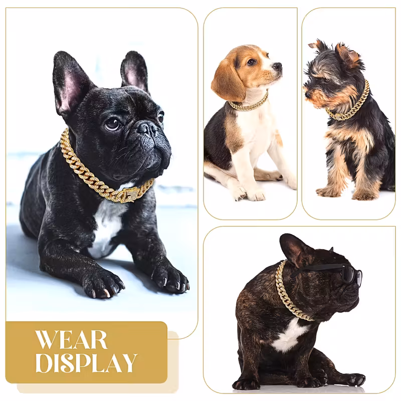 dog chain crystal     walking metal chain collar with design secure   9