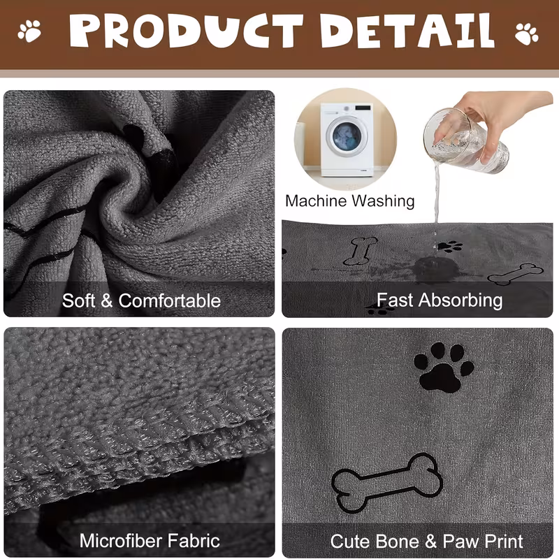 dog towel drying   pet towel puppy microfiber quick drying dog claw bath towel pet bath products absorbent medium dog pet bath towel 4