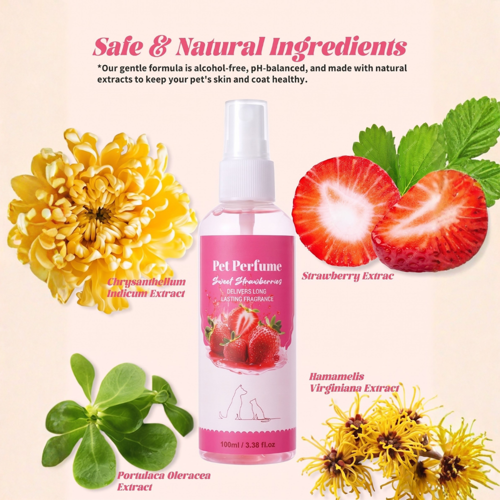 Strawberry Fragrance Pet Perfume Spray For Cats And Dogs Daily Use