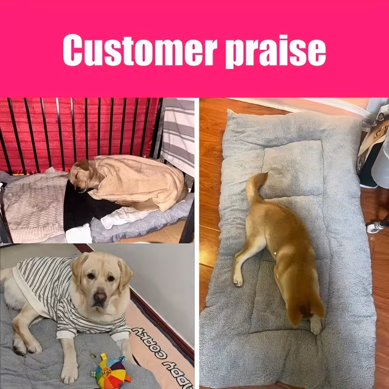 extra large plush dog bed sofa cat nest dog cage mat thickened super soft polyester pet mat suitable for small medium and large cats and dogs cute rectangular sofa 5