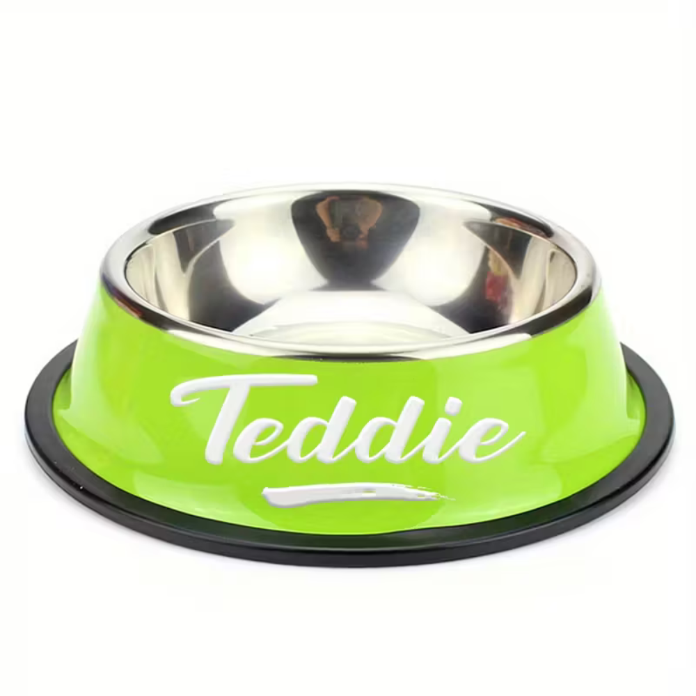 Personalized Stainless Steel Pet Bowl With Custom Name For Cats And Dogs