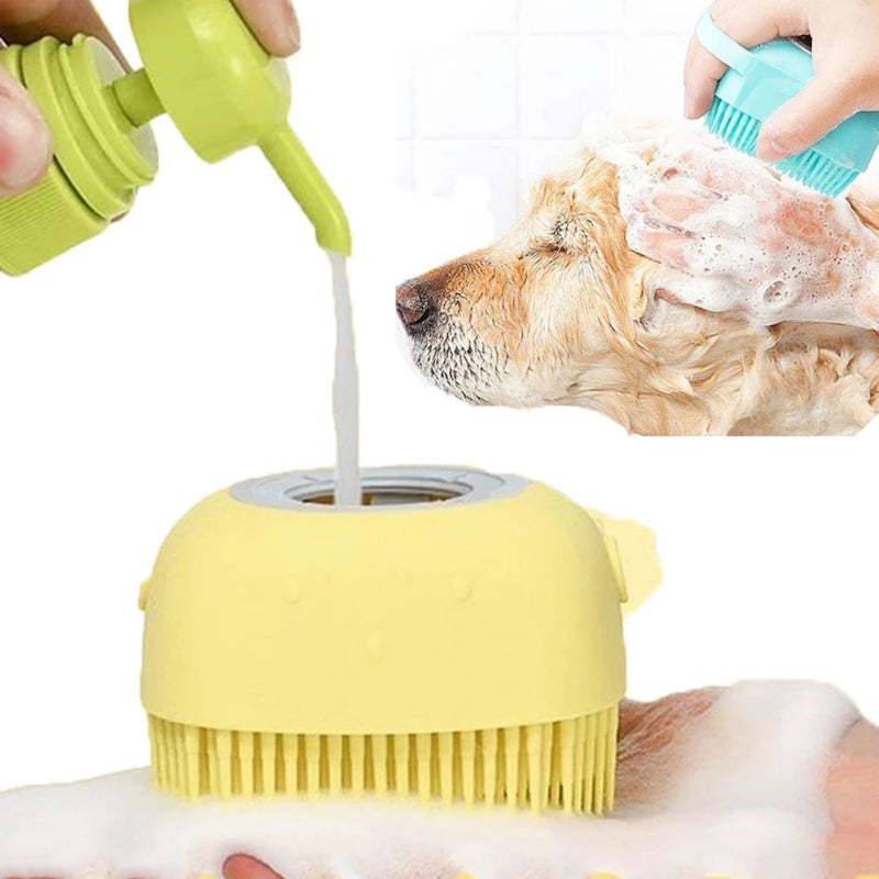 Dog Bath Brush Silicone Comb With Shampoo Box-Ziggy Dog Training Collar