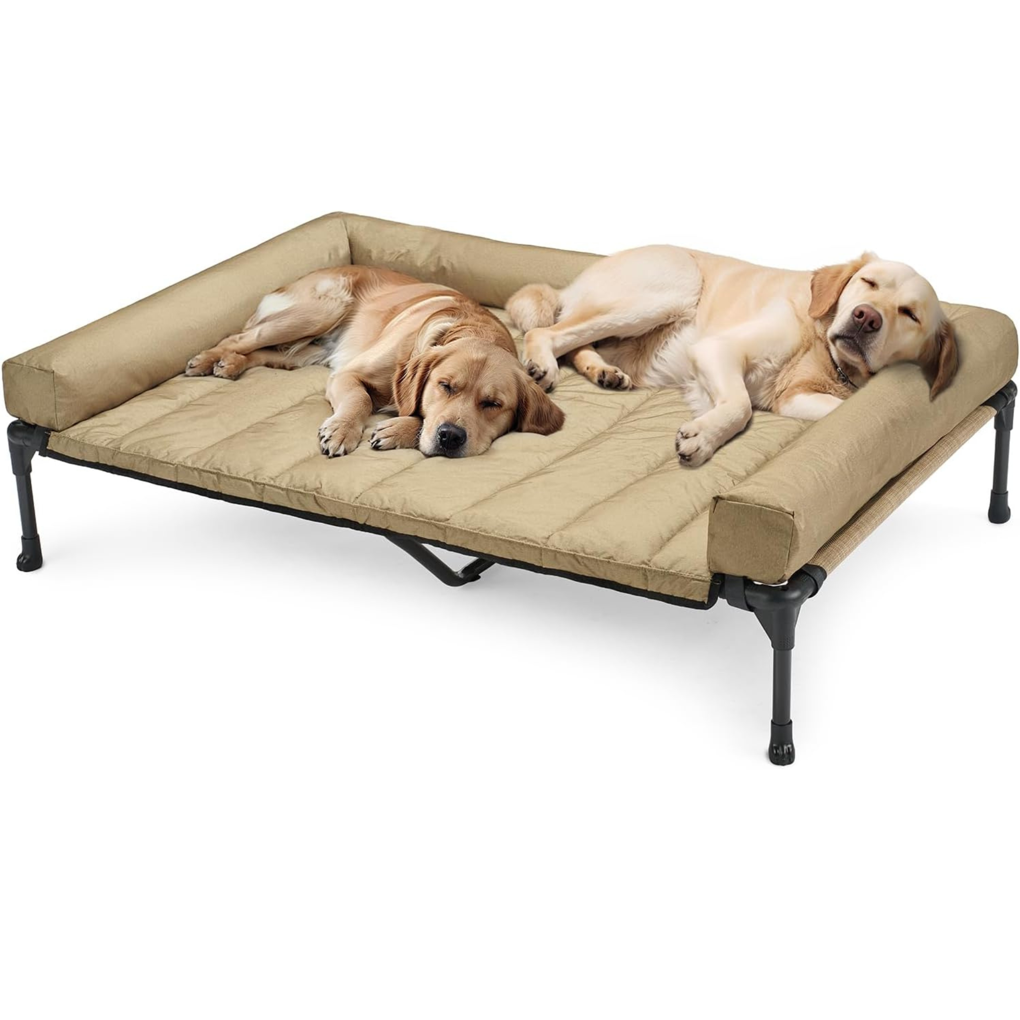 Elevated Cooling Dog Bed With Waterproof Cushion Bolster