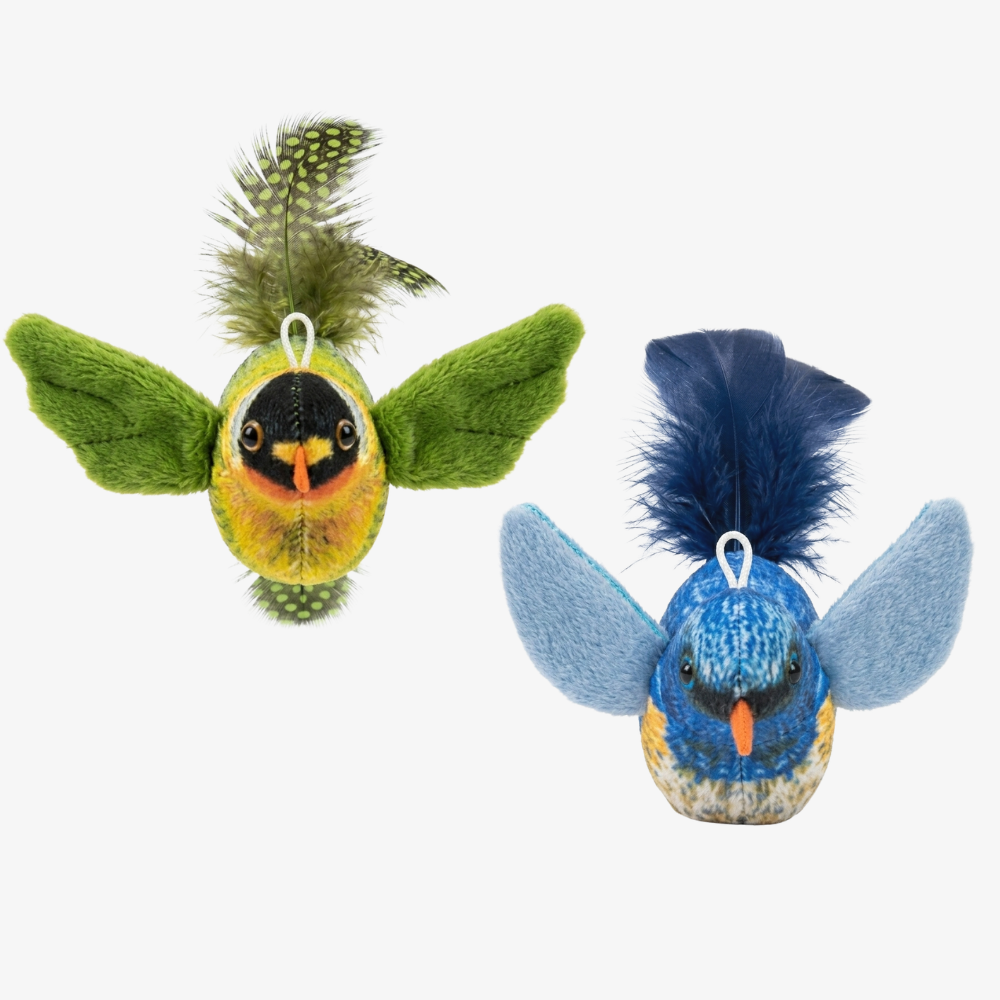 Pack of 2 Realistic Chirping Plush Bird Cat Toy