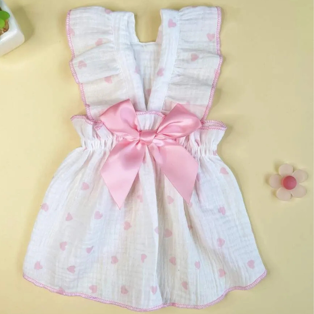 Printed Pet Summer Dress With Bow Detail For Cats And Dogs Stylish Wear