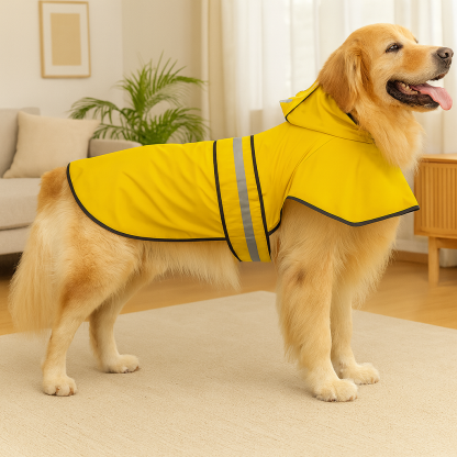 Reflective Adjustable Hooded Pet Rain Coat With Leash Hole