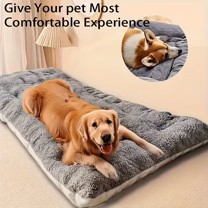 extra large plush dog bed sofa cat nest dog cage mat thickened super soft polyester pet mat suitable for small medium and large cats and dogs cute rectangular sofa 0