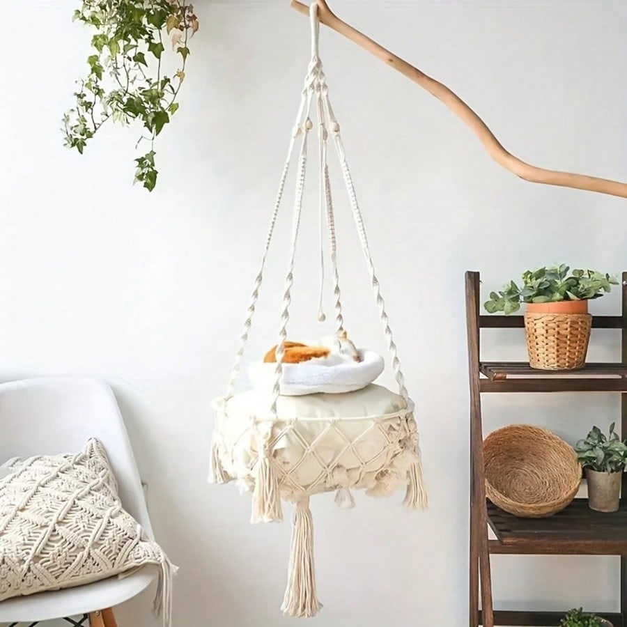 Hand-Woven Cotton Rope Cat Hammock