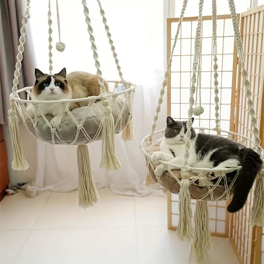 Hand-Woven Cotton Rope Cat Hammock