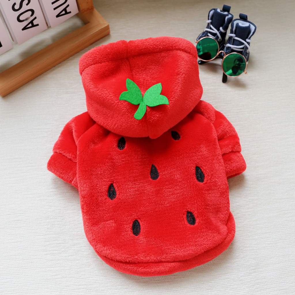 Strawberry Flannel Pet Hoodie