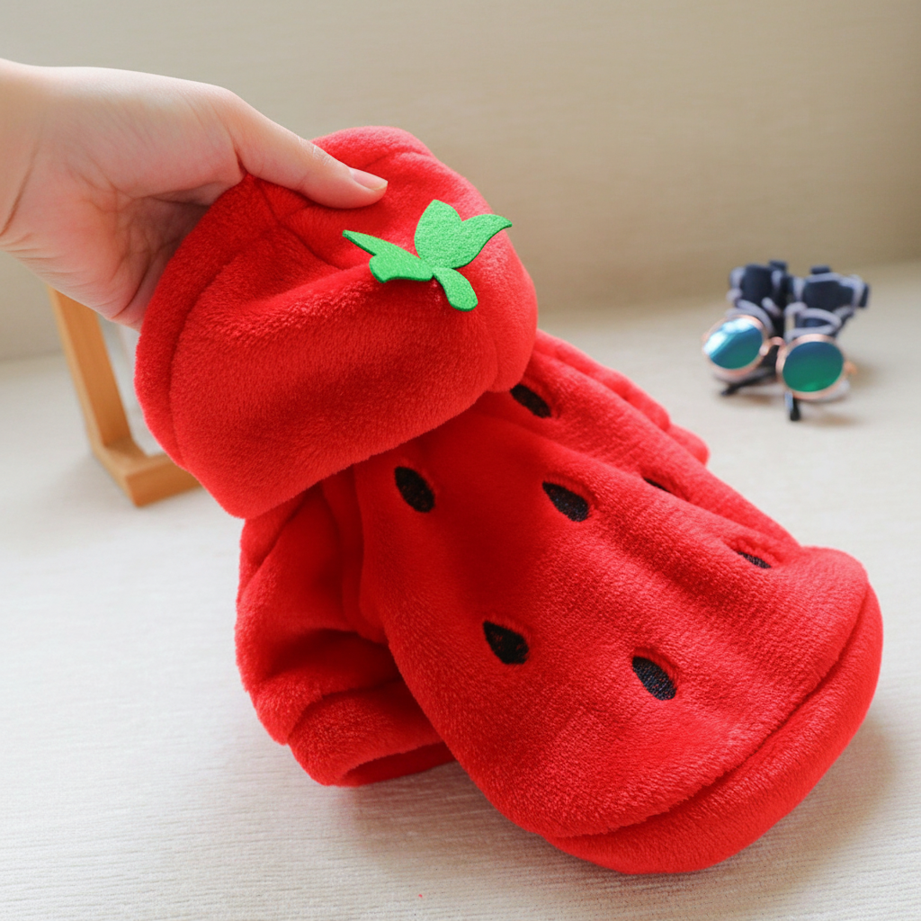 Strawberry Flannel Pet Hoodie