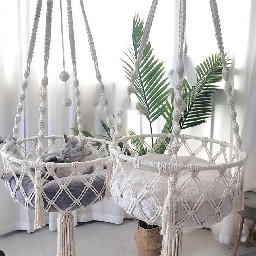 Hand-Woven Cotton Rope Cat Hammock