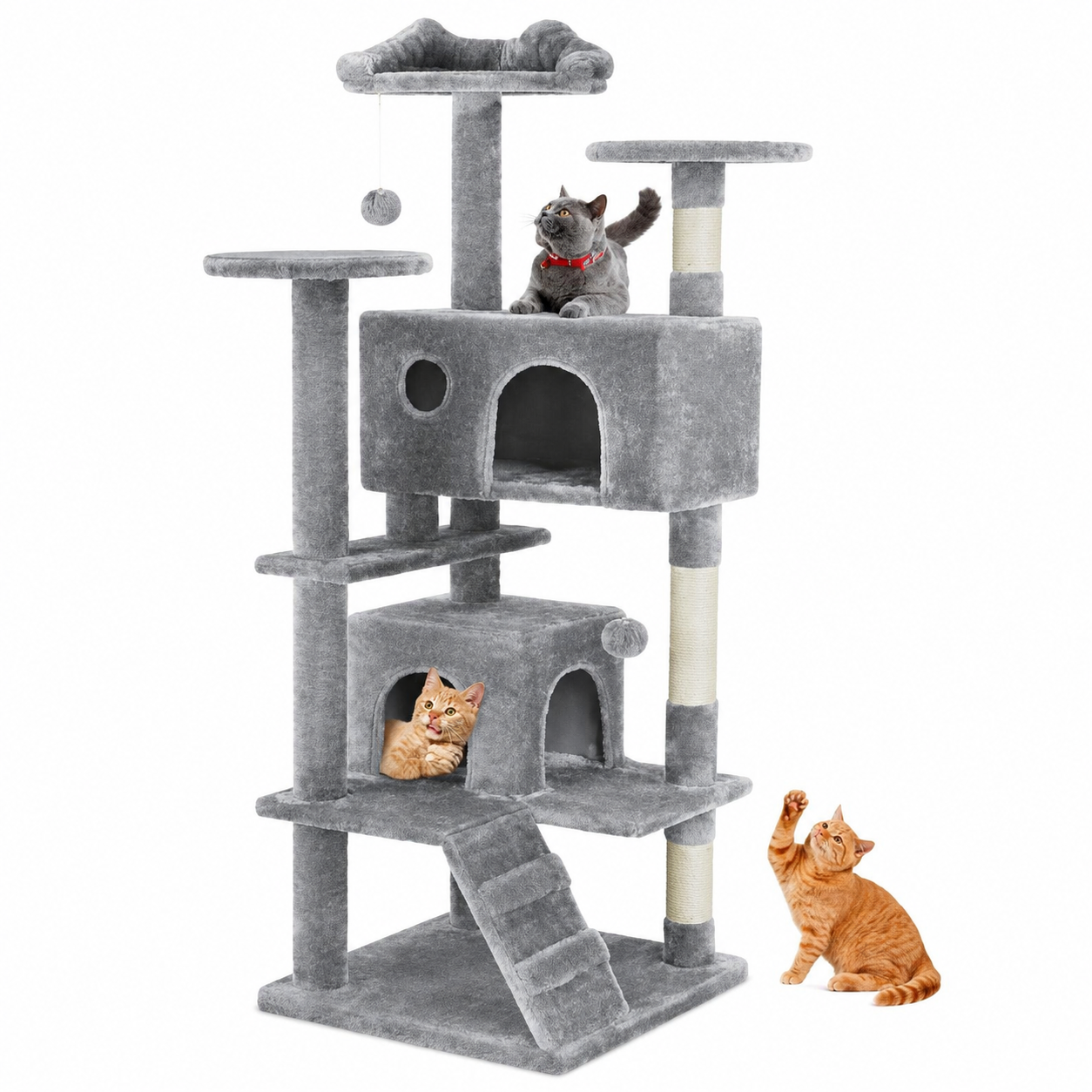  54 Inches Indoor Cat Climbing Shelf With Cozy Nest  