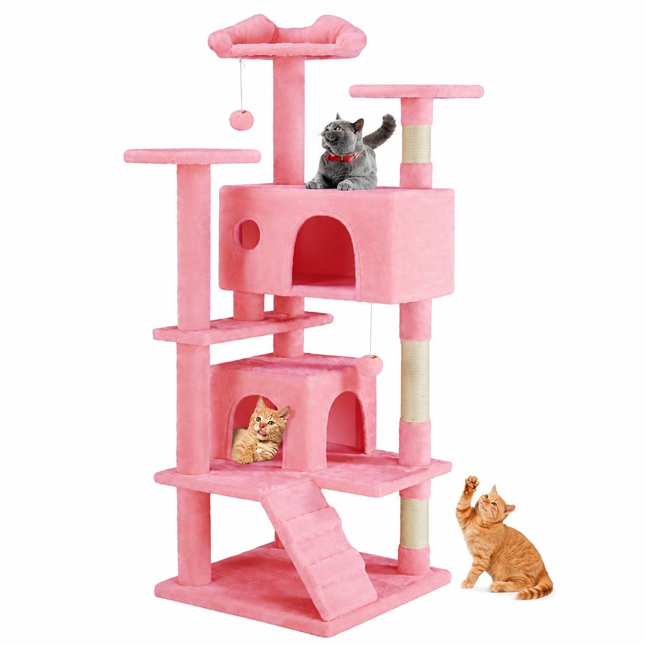  54 Inches Indoor Cat Climbing Shelf With Cozy Nest  
