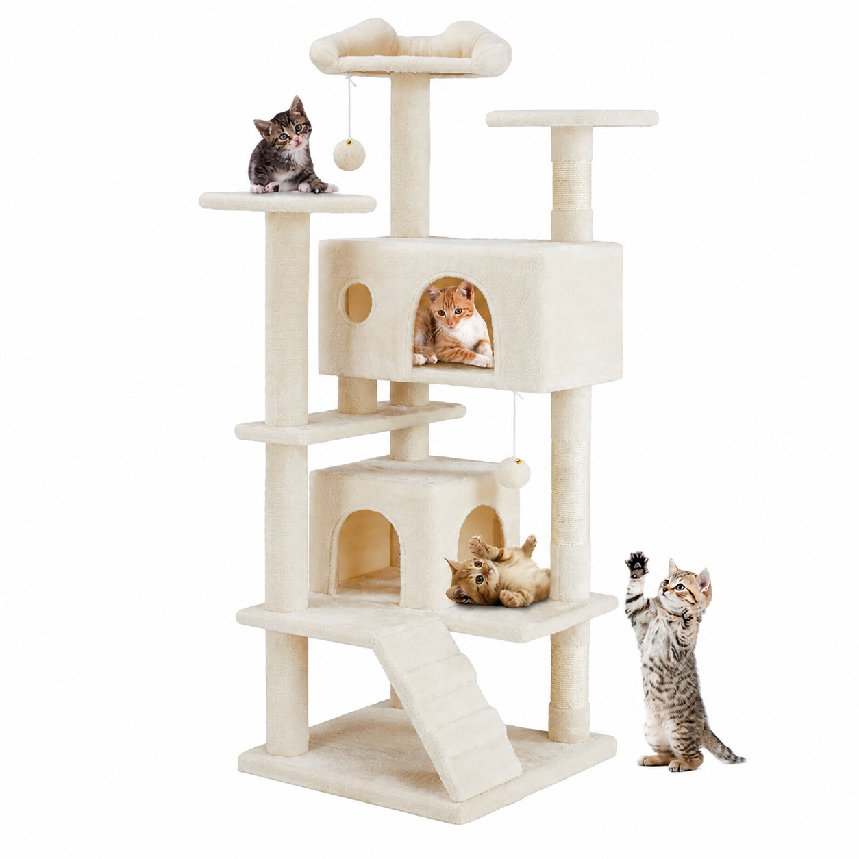  54 Inches Indoor Cat Climbing Shelf With Cozy Nest  