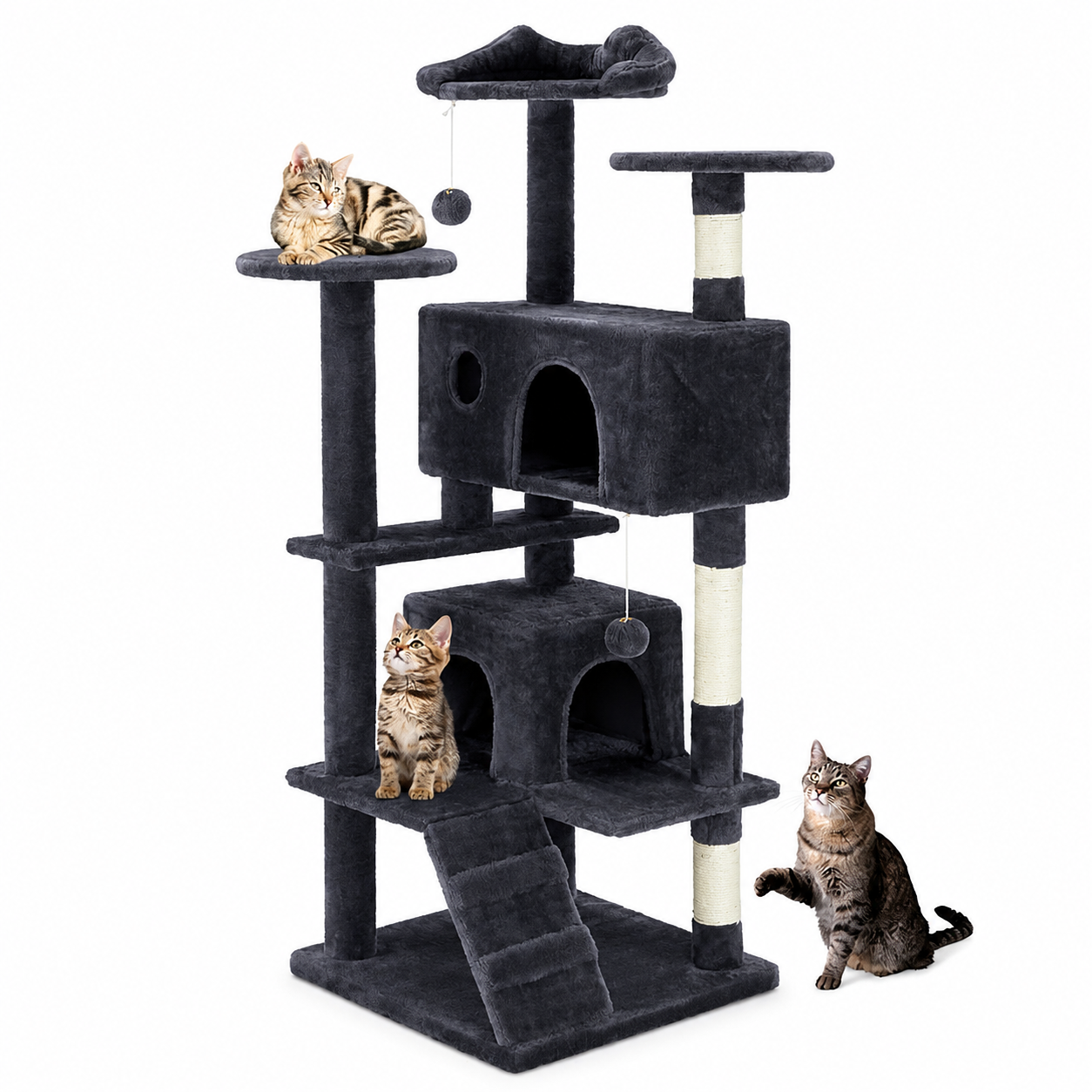  54 Inches Indoor Cat Climbing Shelf With Cozy Nest  