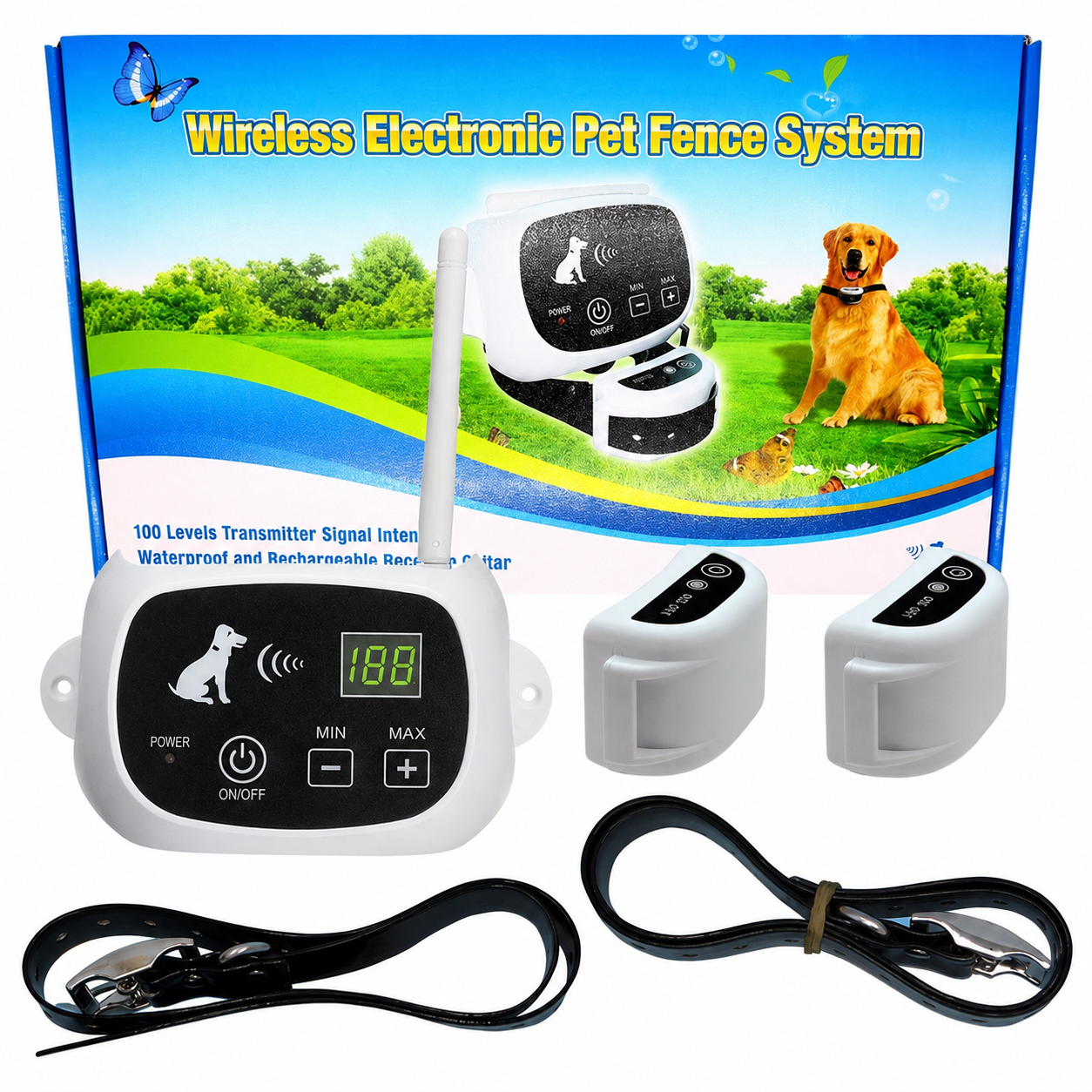 Wireless Dog Fence System With Collar For Dogs