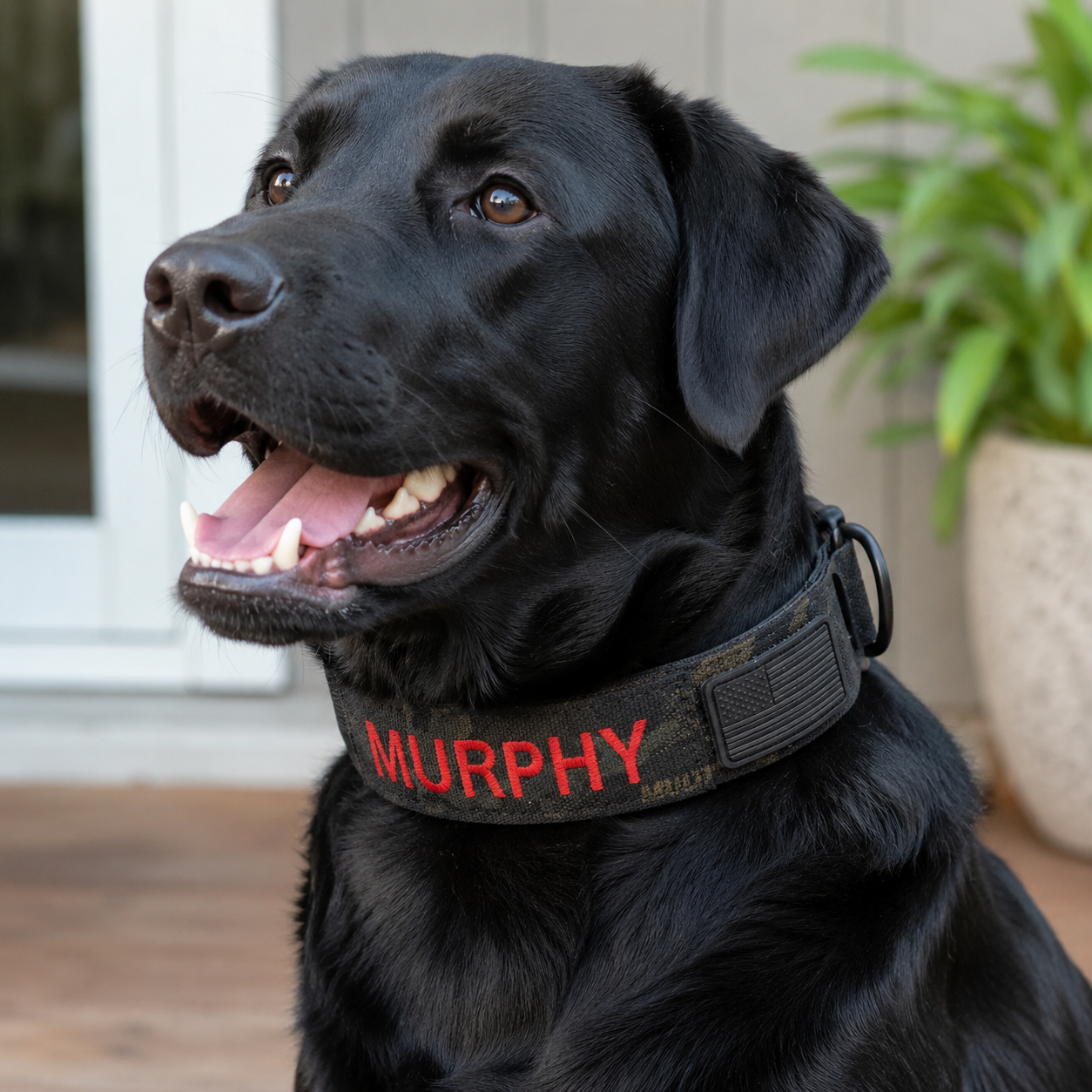 Adjustable Tactical Dog Collar With Custom Name Patch