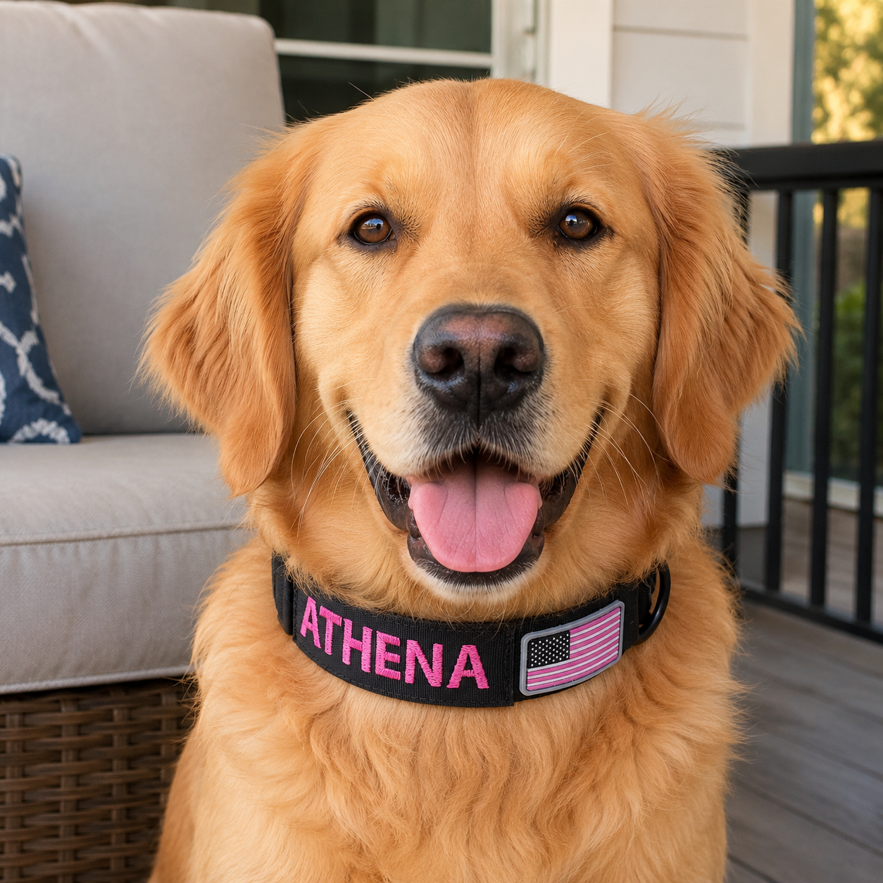 Adjustable Tactical Dog Collar With Custom Name Patch