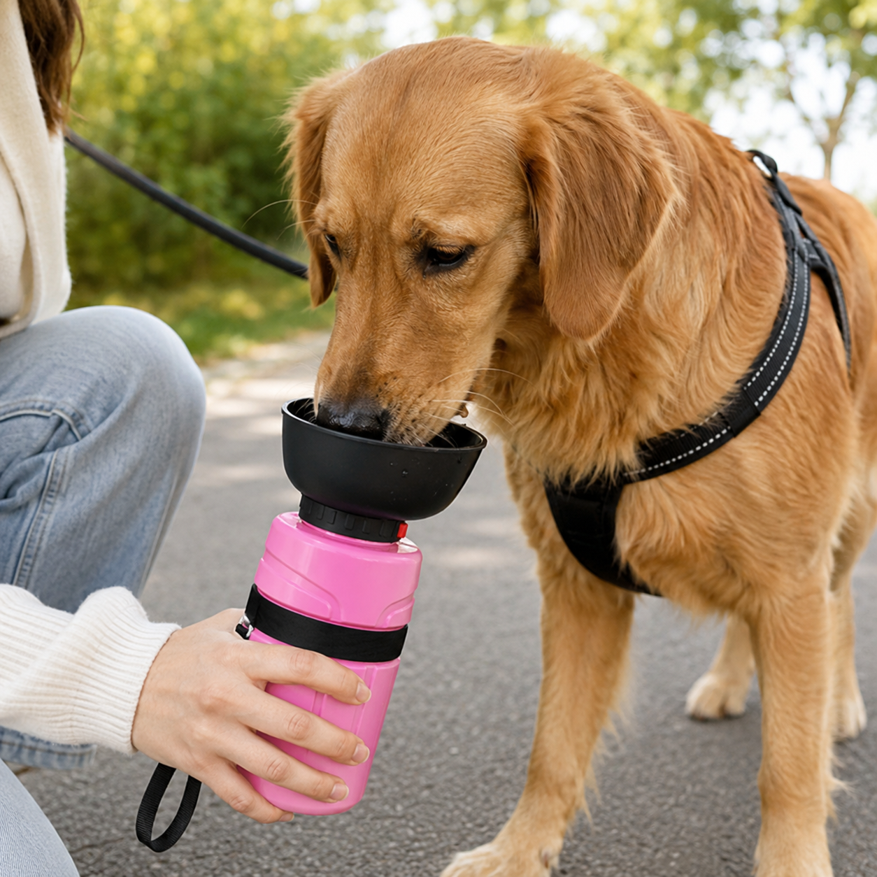 Portable Dog Water Bottle with Foldable Drinking Cup