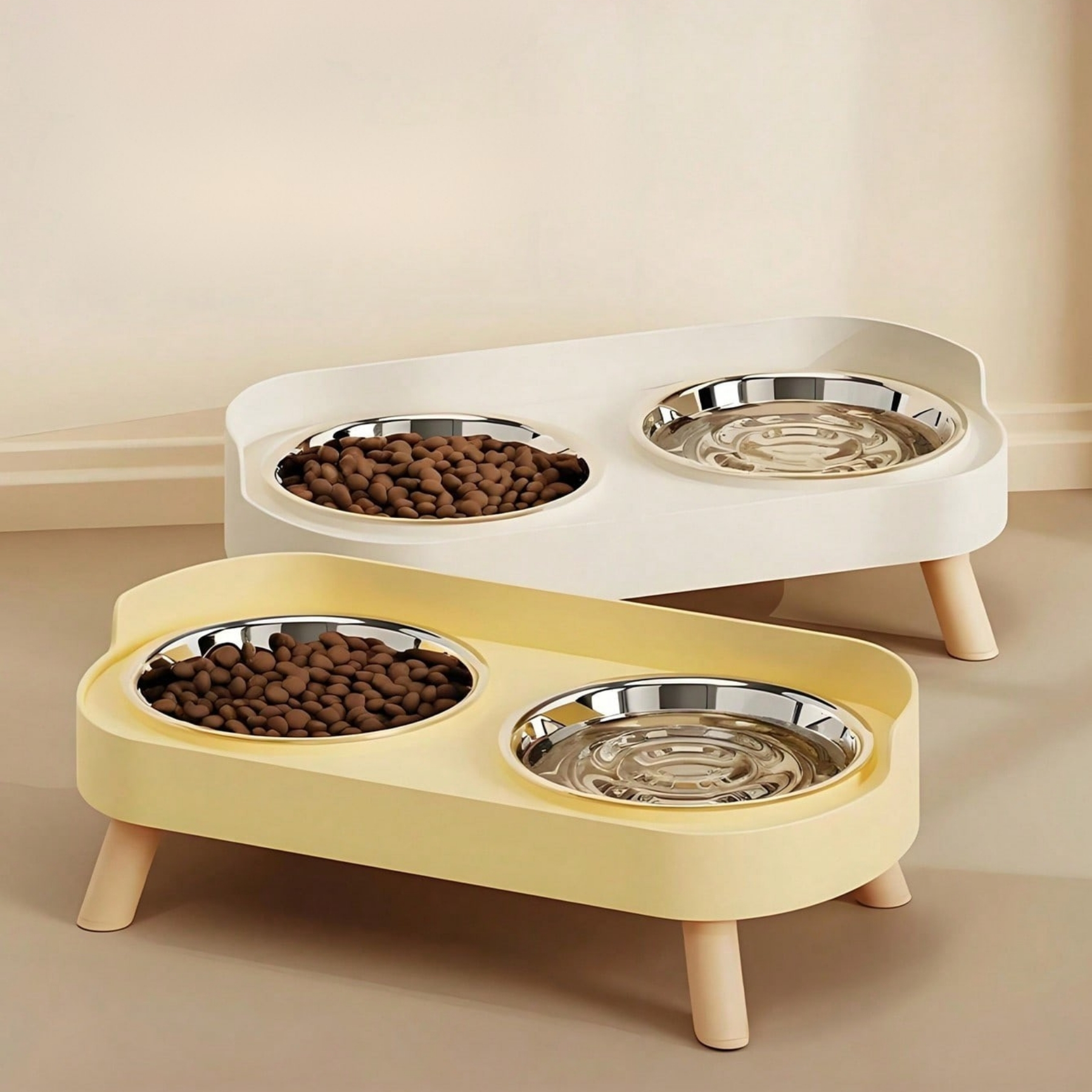 Elevated Double Pet Bowl Set With Stand Stainless Steel Food And Water Bowls