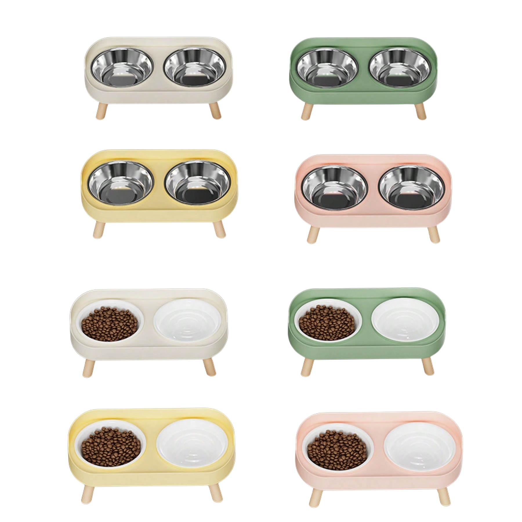 Elevated Double Pet Bowl Set With Stand Stainless Steel Food And Water Bowls