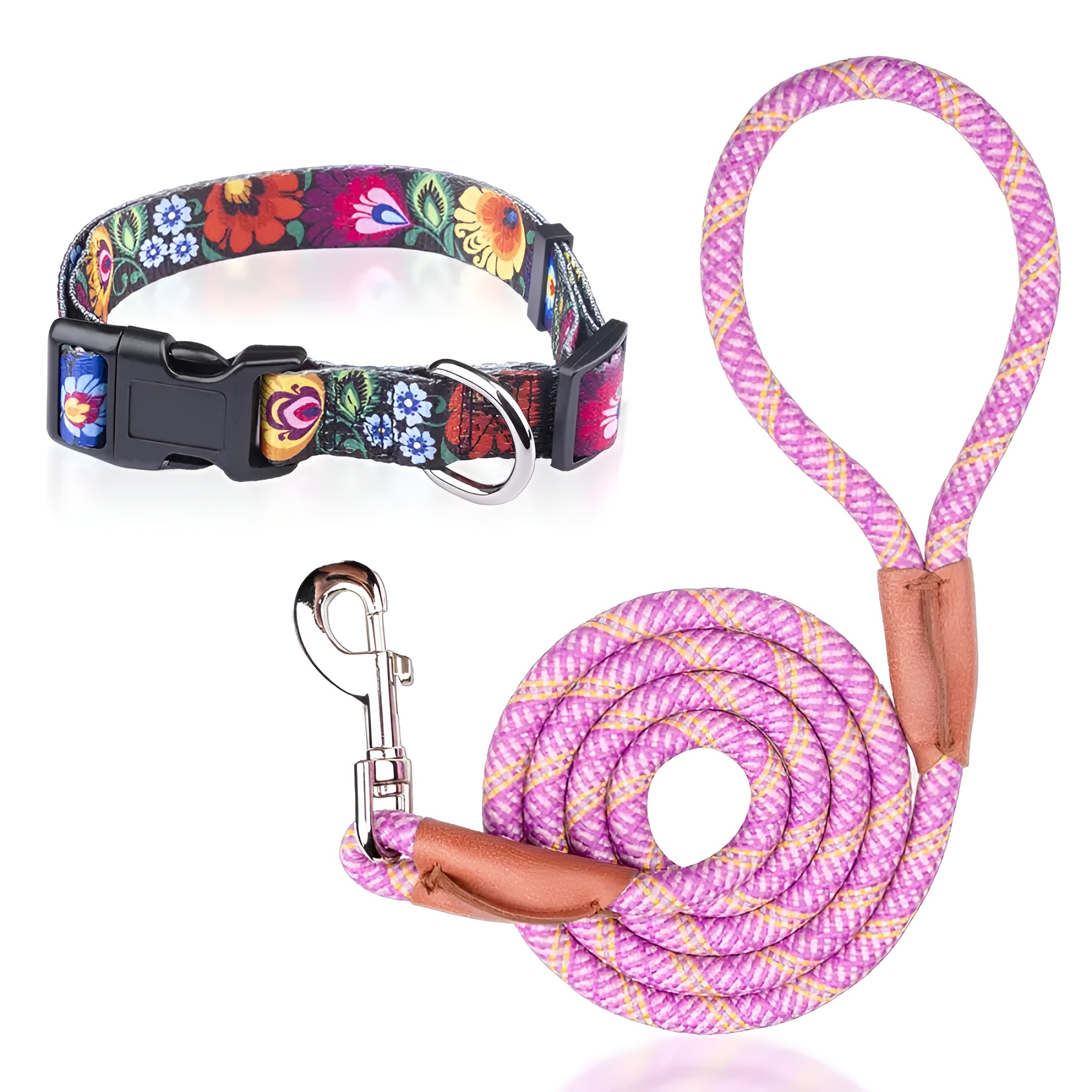 Christmas Reflective Dog Collar + Leash — Quick-Release & 360° Swivel, Night-Safe