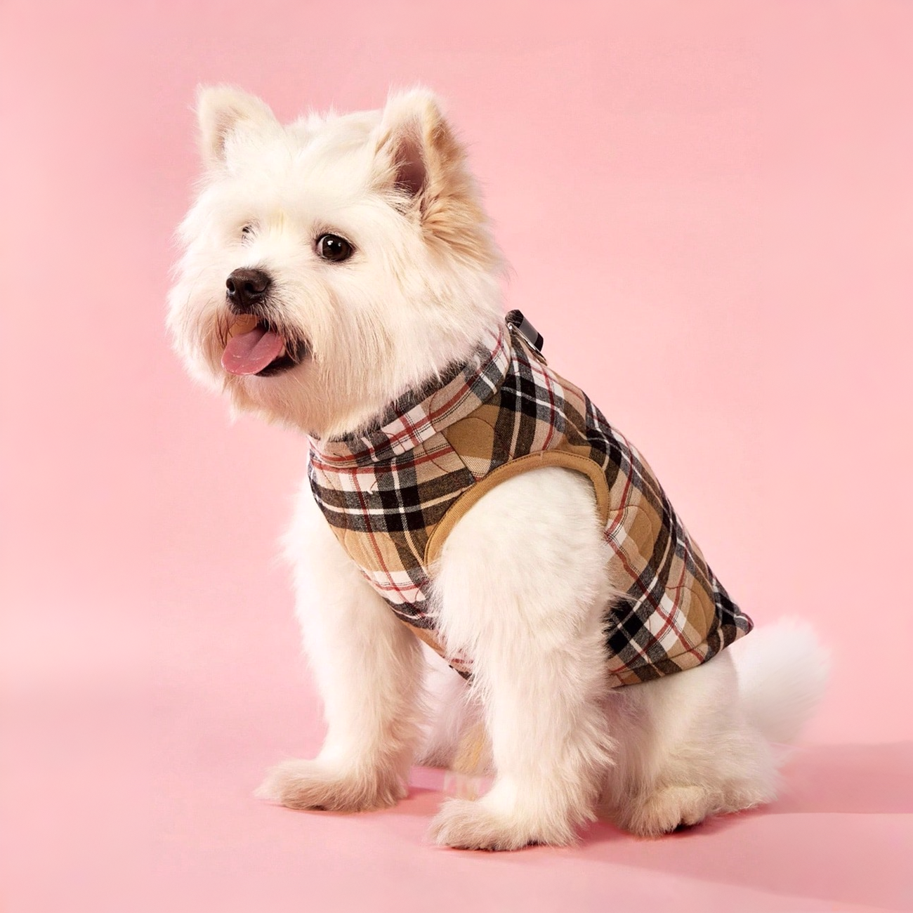Warm Flannel Dog Jacket With Plaid Design