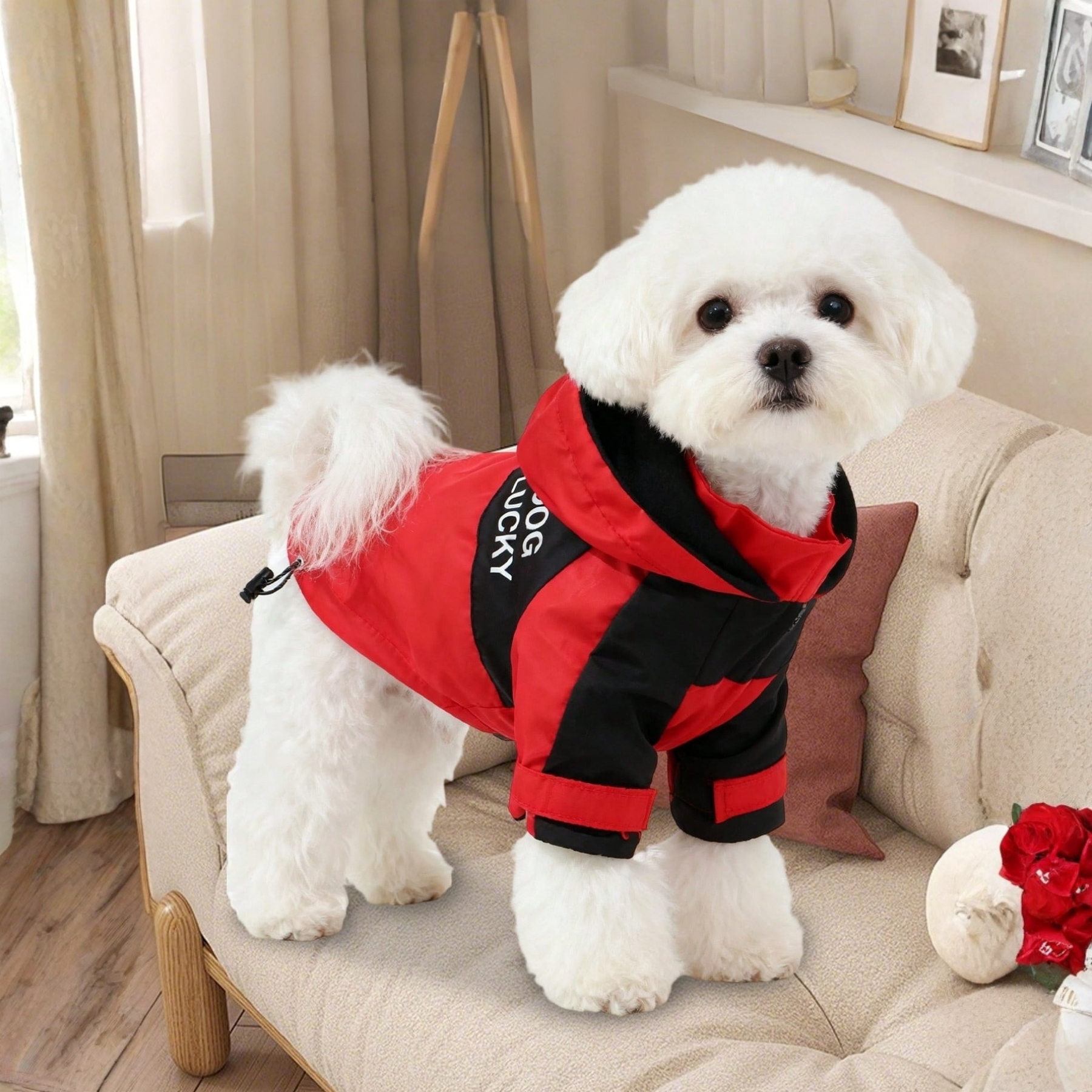 Waterproof Dog Jacket With Hood And Zipper