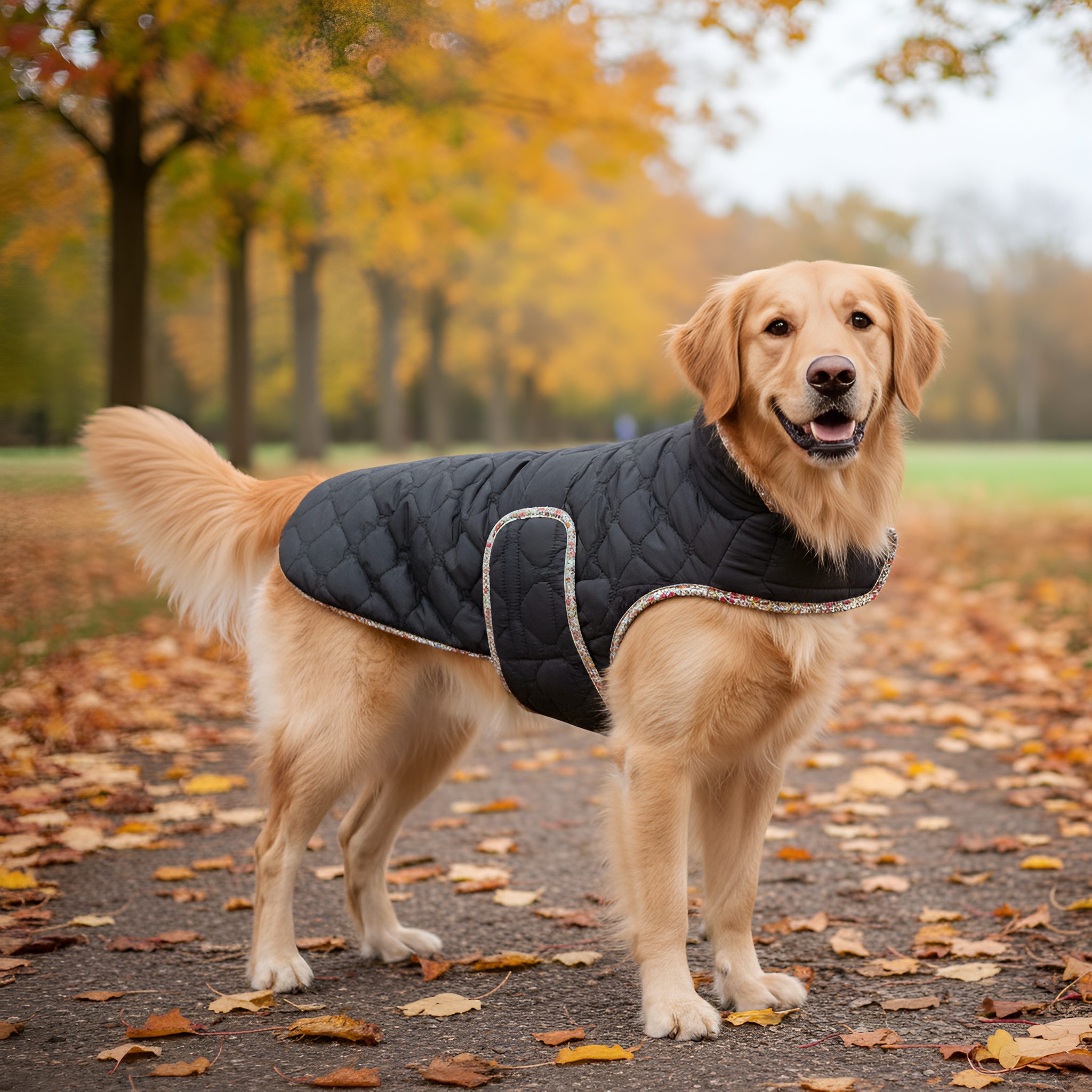 Winter Warm Dog Jacket With Fleece Lining And Quilted Design