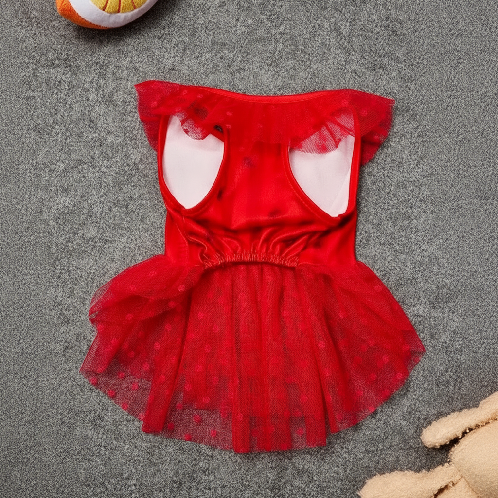 Strawberry Shortcake Cartoon Design Pet Dress With Lace Details 