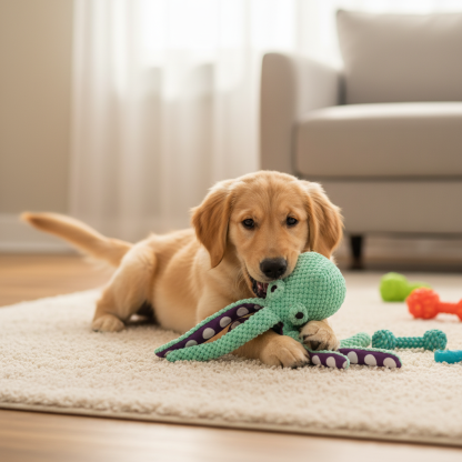 Plush Squeaky Chew Dog Toy For Teething