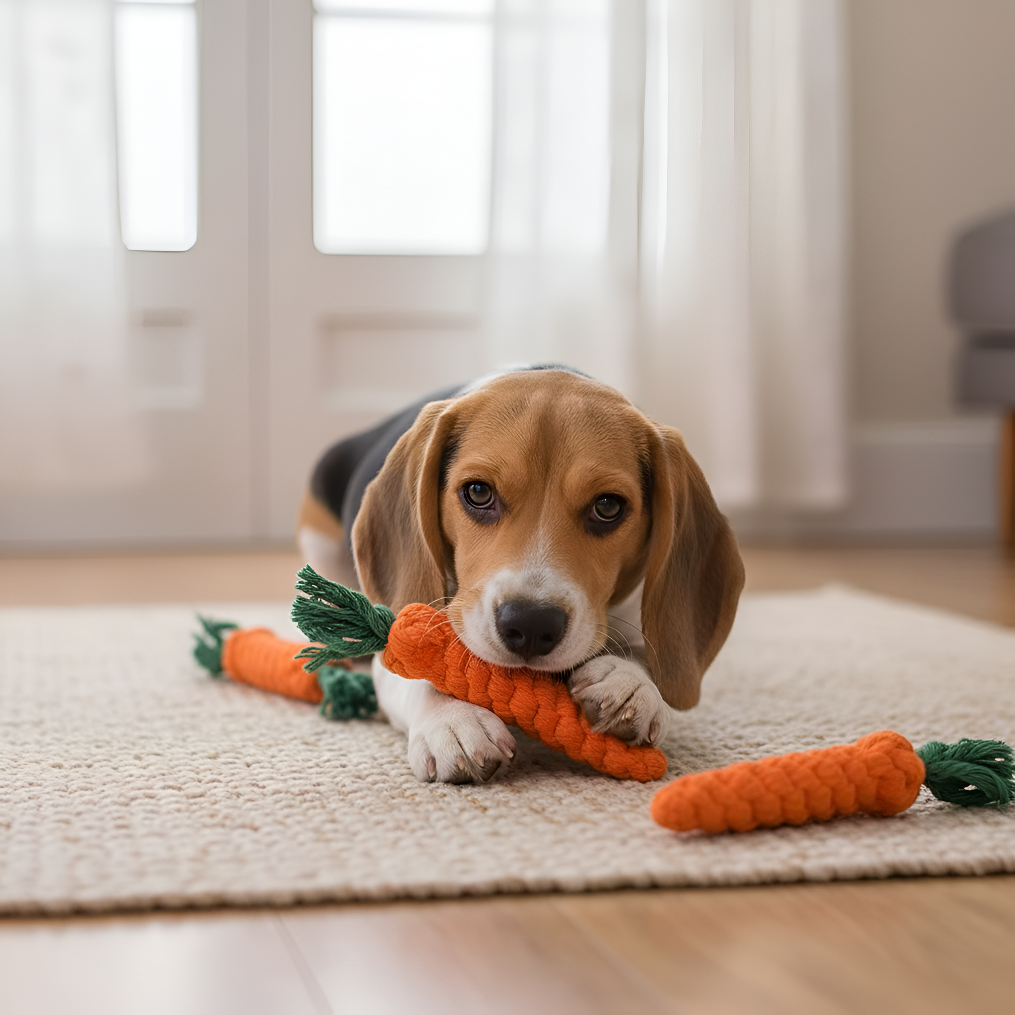Carrot Design Dog Chew Toy With Tassels