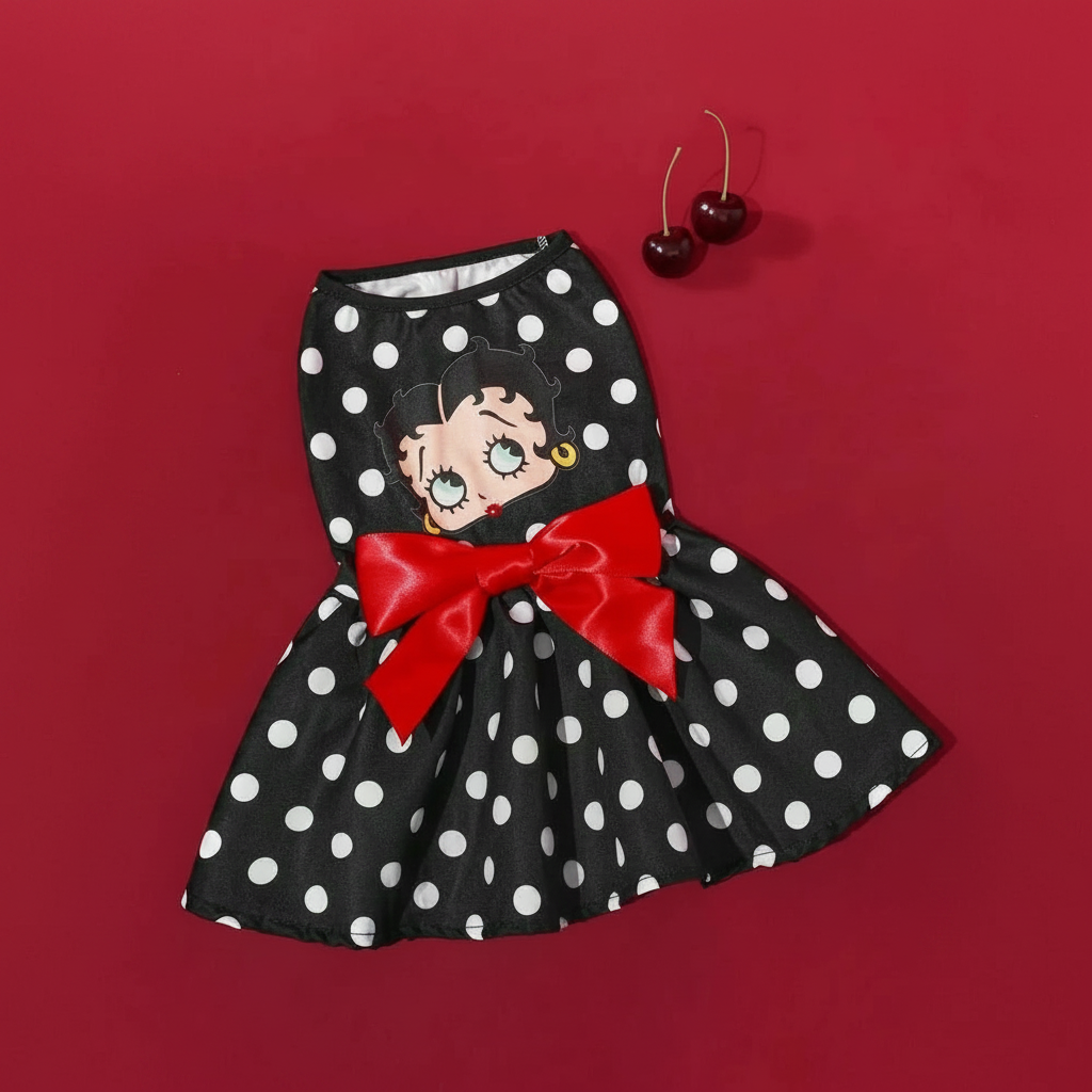 Strawberry Shortcake Cartoon Design Pet Dress With Lace Details 