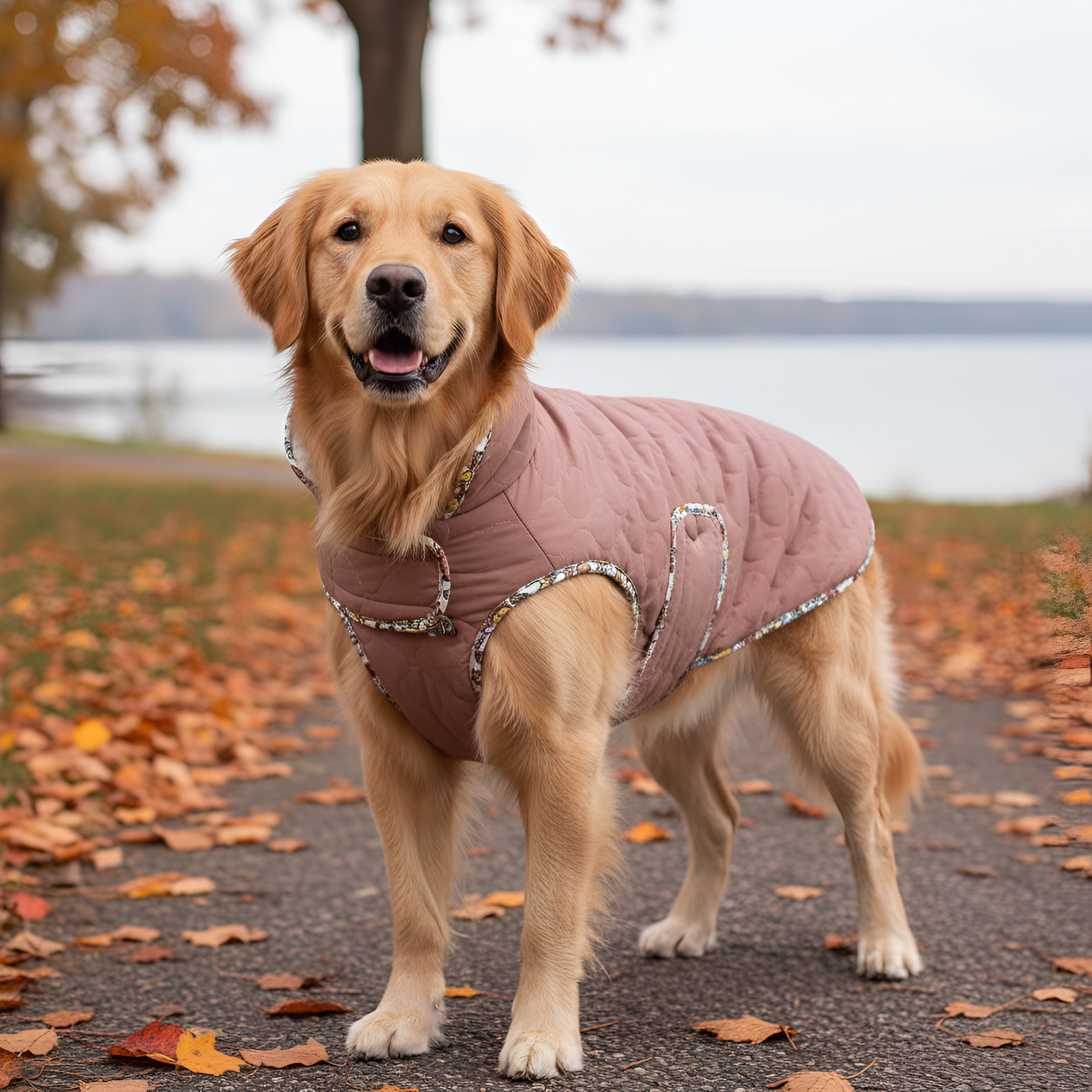 Winter Warm Dog Jacket With Fleece Lining And Quilted Design