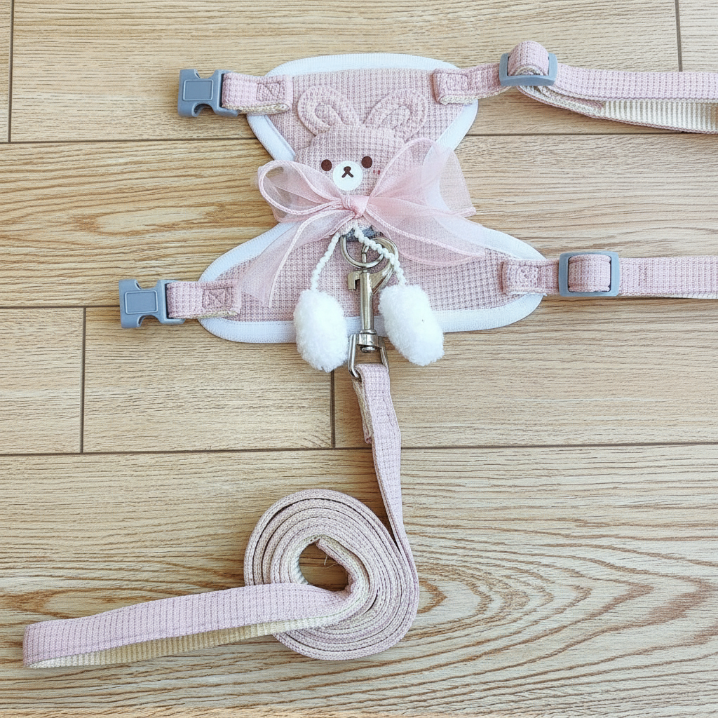 Escape Proof Adjustable Pet Harness Leash Set For Cats And Small Dogs