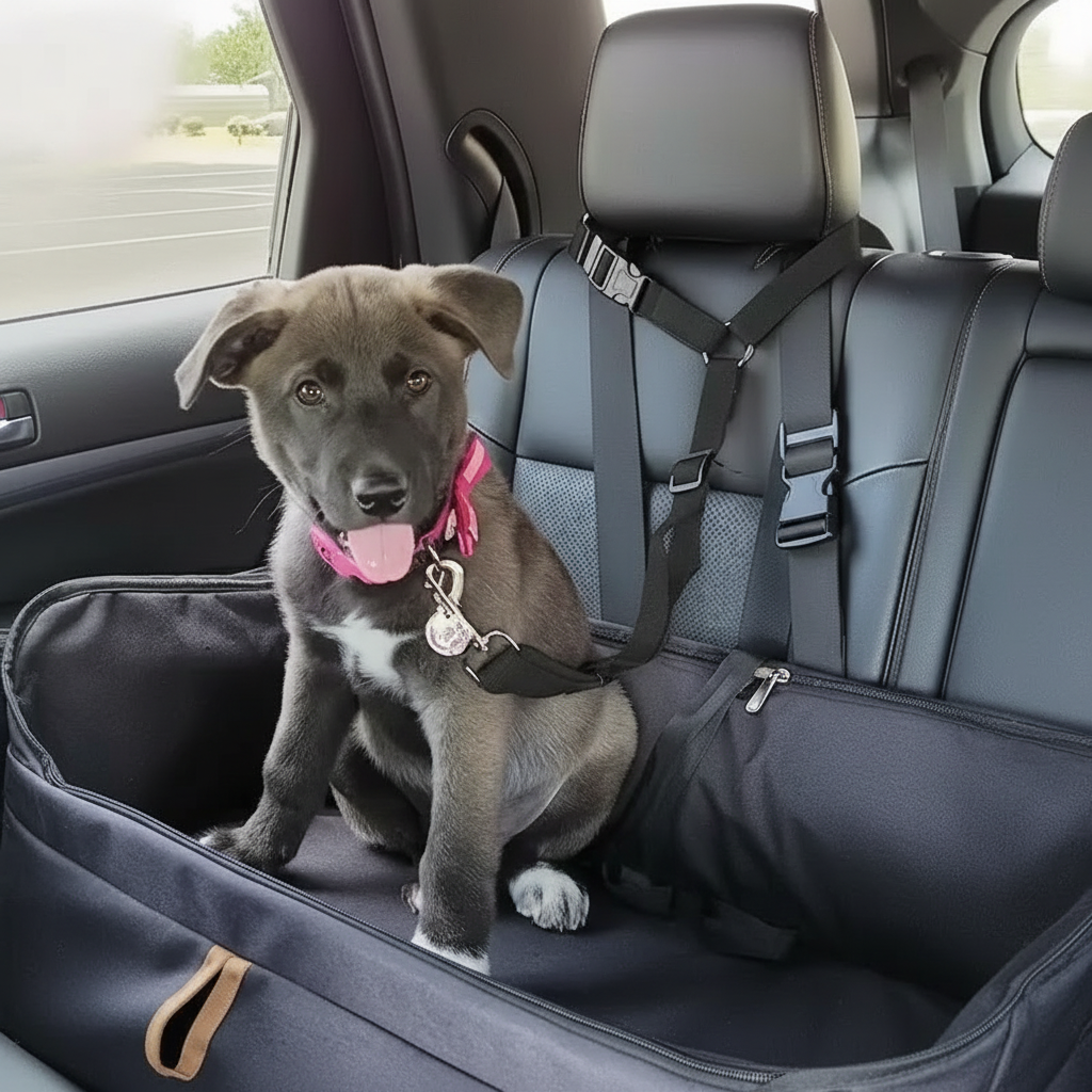 Pet Car Safety Seat Belt With Adjustable Dog Harness Strap