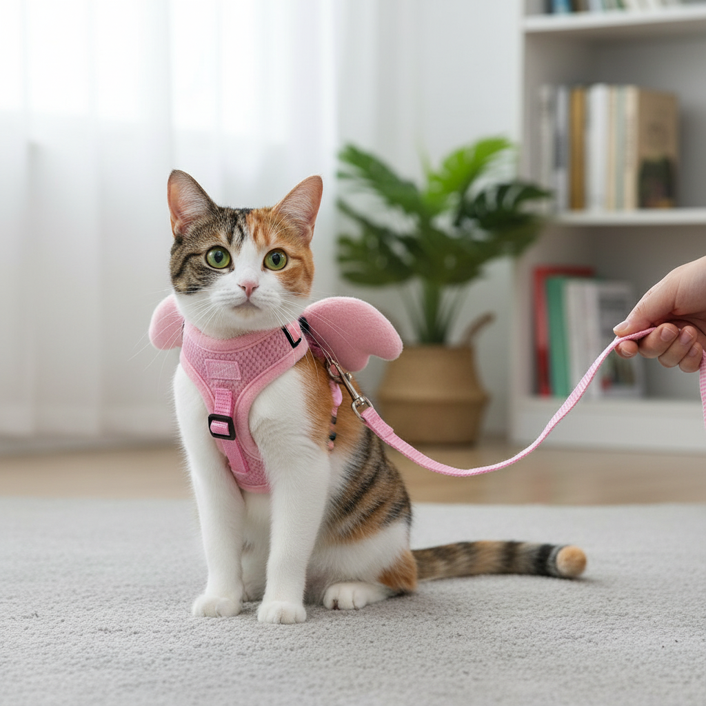 Adjustable Bee Design Pet Harness And Leash Set For Cats And Small Dogs