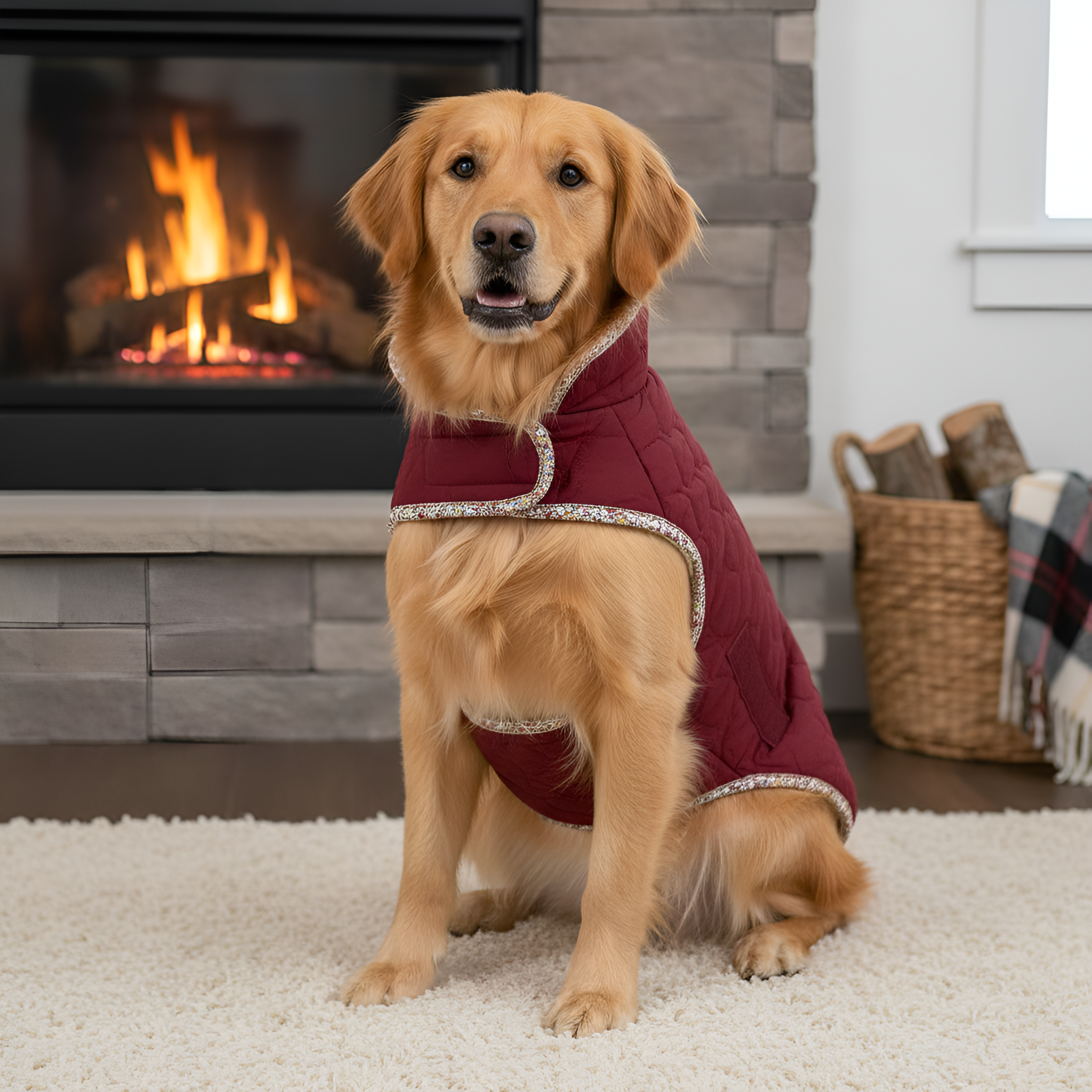 Winter Warm Dog Jacket With Fleece Lining And Quilted Design