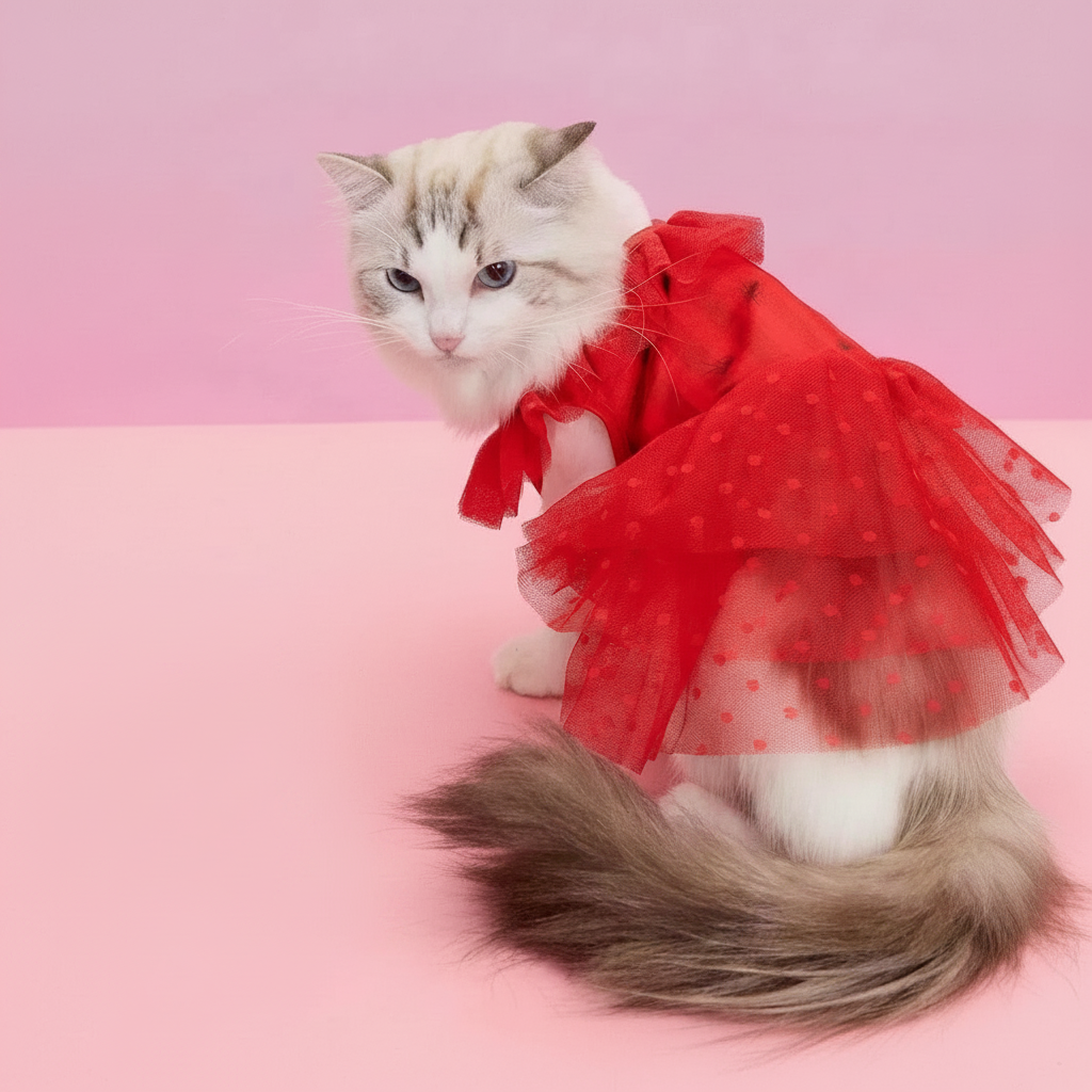 Strawberry Shortcake Cartoon Design Pet Dress With Lace Details 