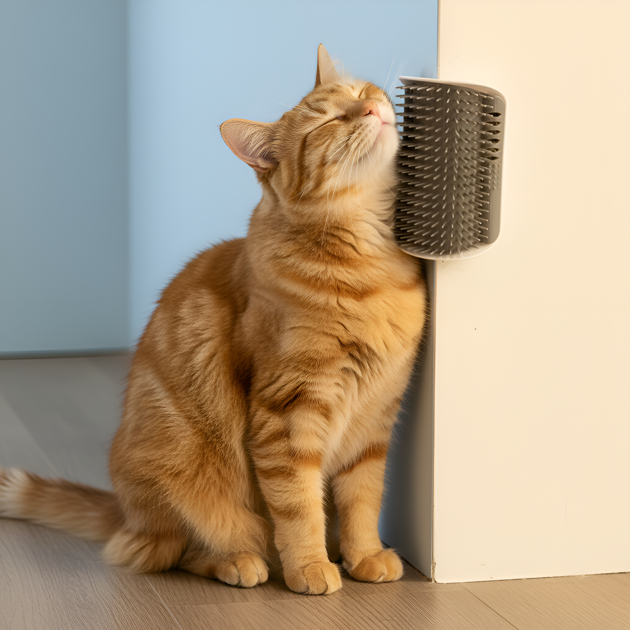 Wall Mounted Cat Grooming Brush With Silicone Claw Grinding Scratching Pad