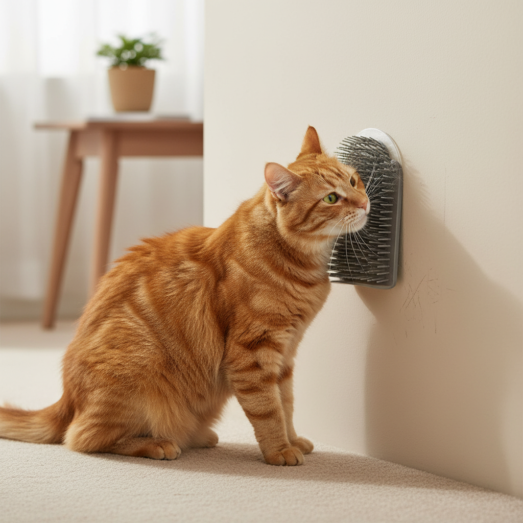 Wall Mounted Cat Grooming Brush With Silicone Claw Grinding Scratching Pad