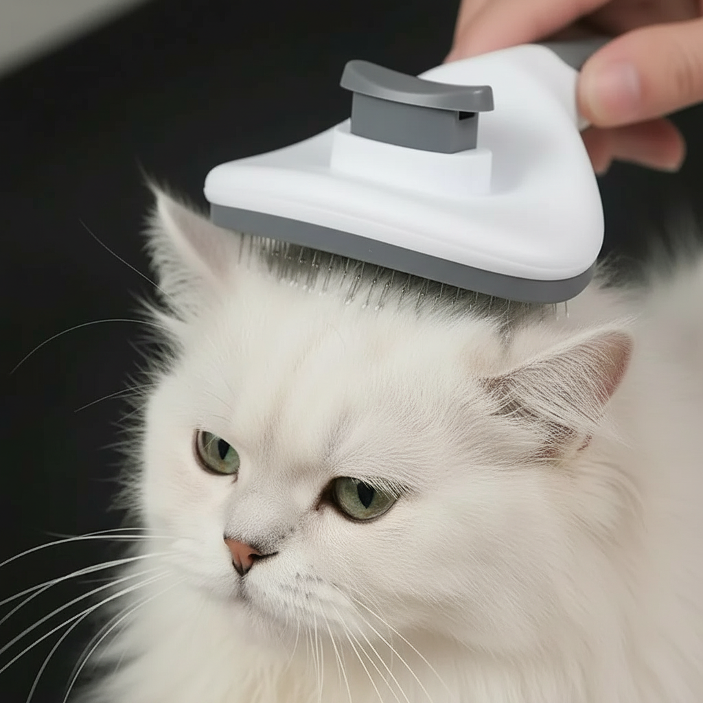 Pet Hair Collector Brush With Automatic Cleaning Grooming Tool